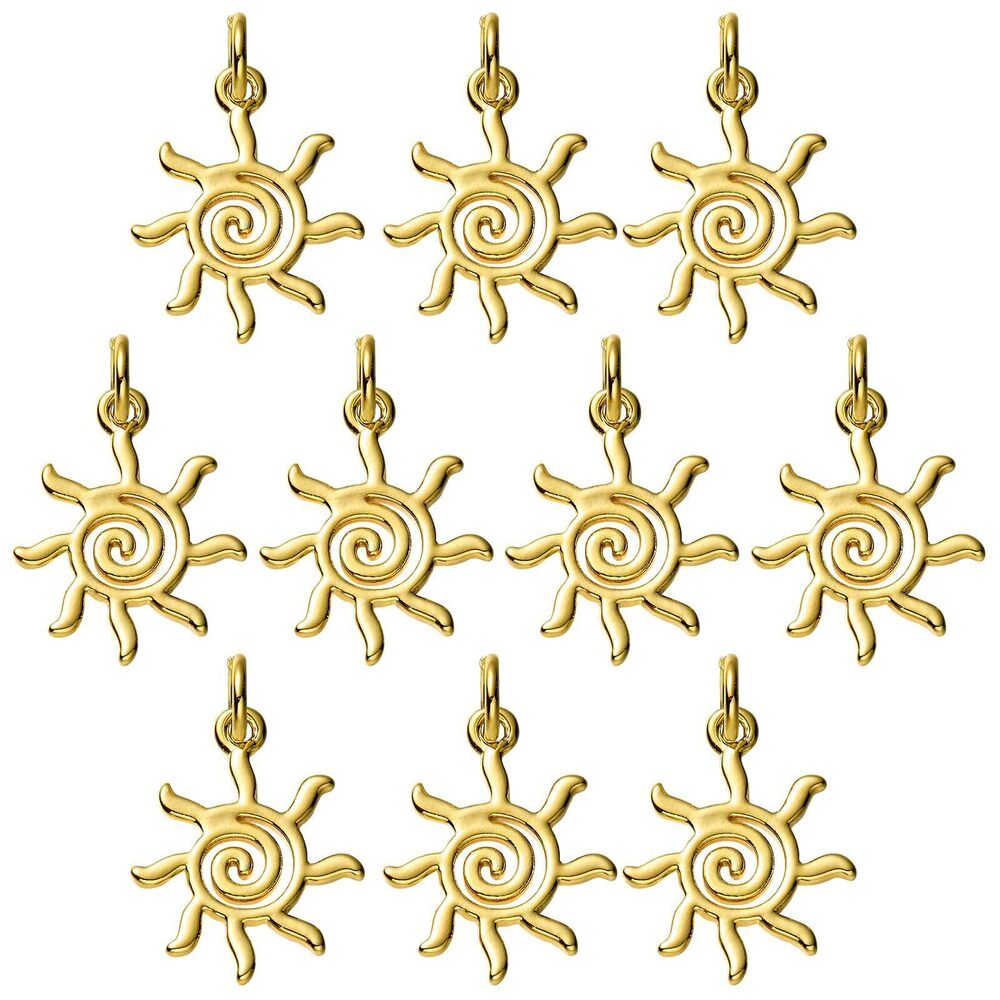 5236 10Pcs Sun Charms for Jewelry Making Gold Vintage Celestial Brass